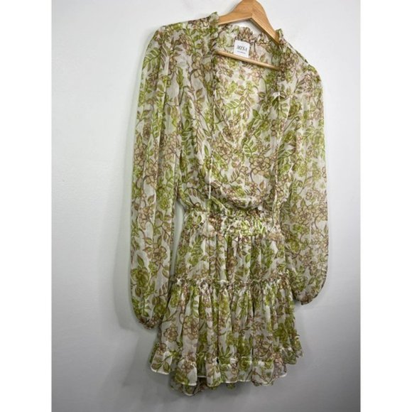 Misa Ruffle Drawstring Neck Elastic Waist Mini Dress Women's Green Size: XS NWOT - Picture 4 of 9